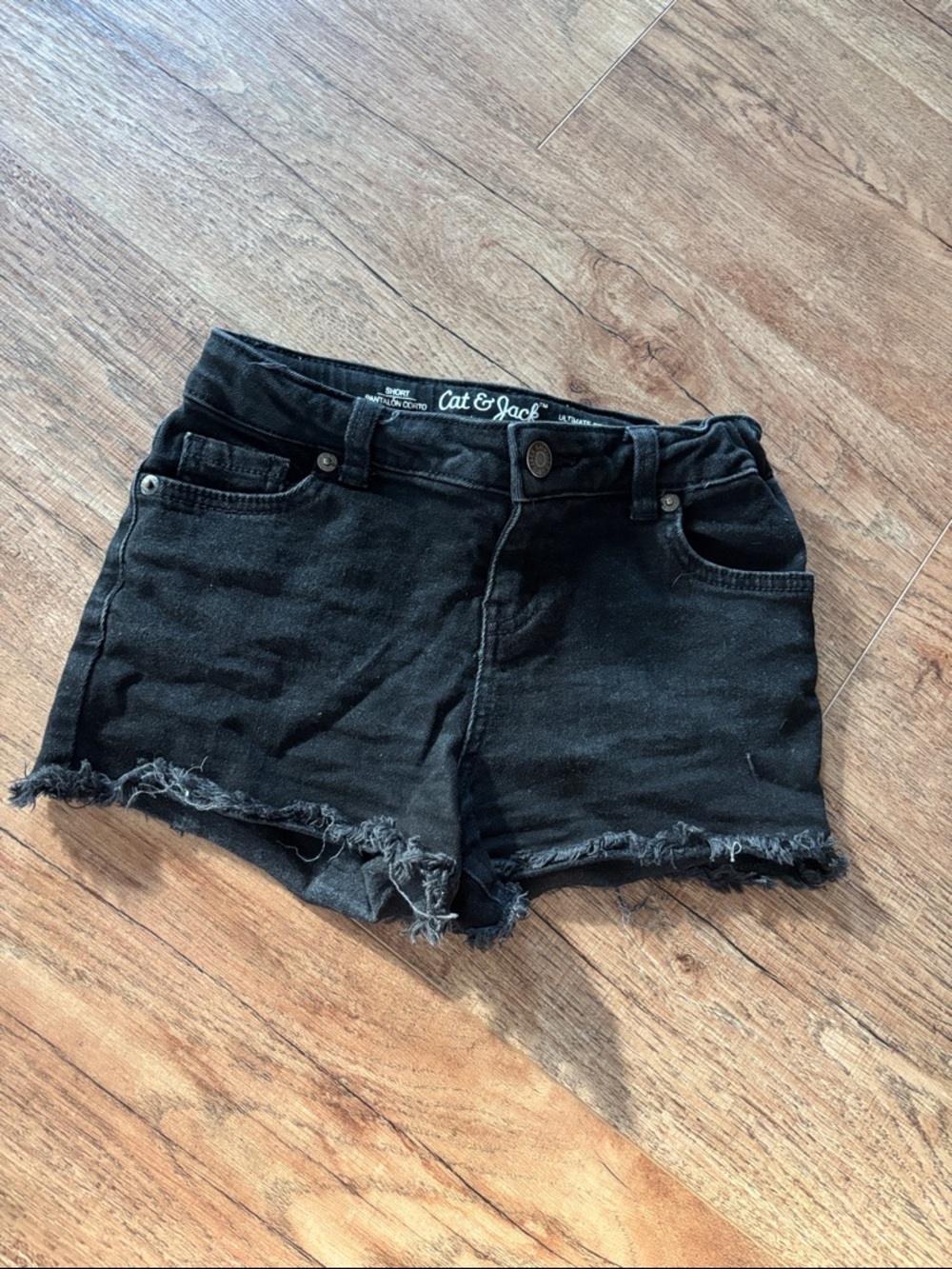 Cat & Jack Black Frayed Hem Denim Shorts